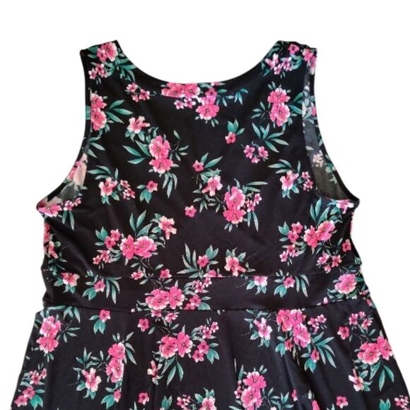 Torrid Black Pink Floral Jersey Knit Sleeveless Mini Skater Dress Plussize 3X - Picture 5 of 16